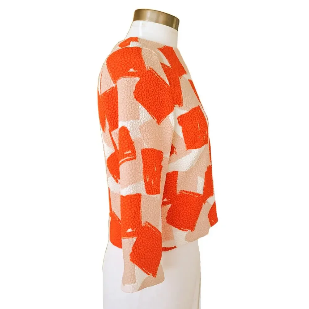 L.K. Bennett Nadine Textured Overlay Top Size Tomato Crop